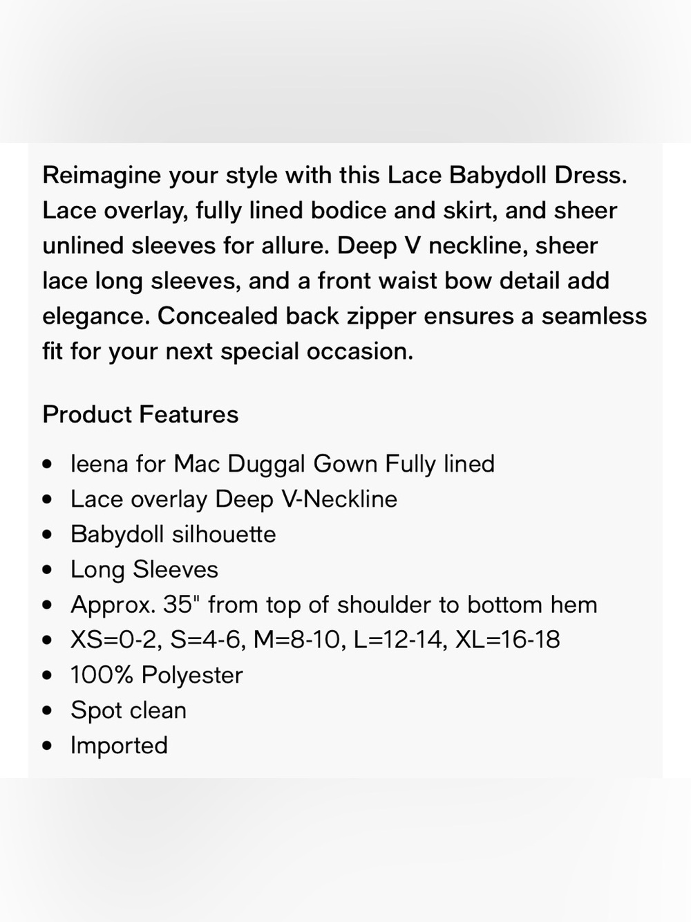 Mac Duggal Black Lace V-Neck A-Line Mini Dress - Picture 6 of 8